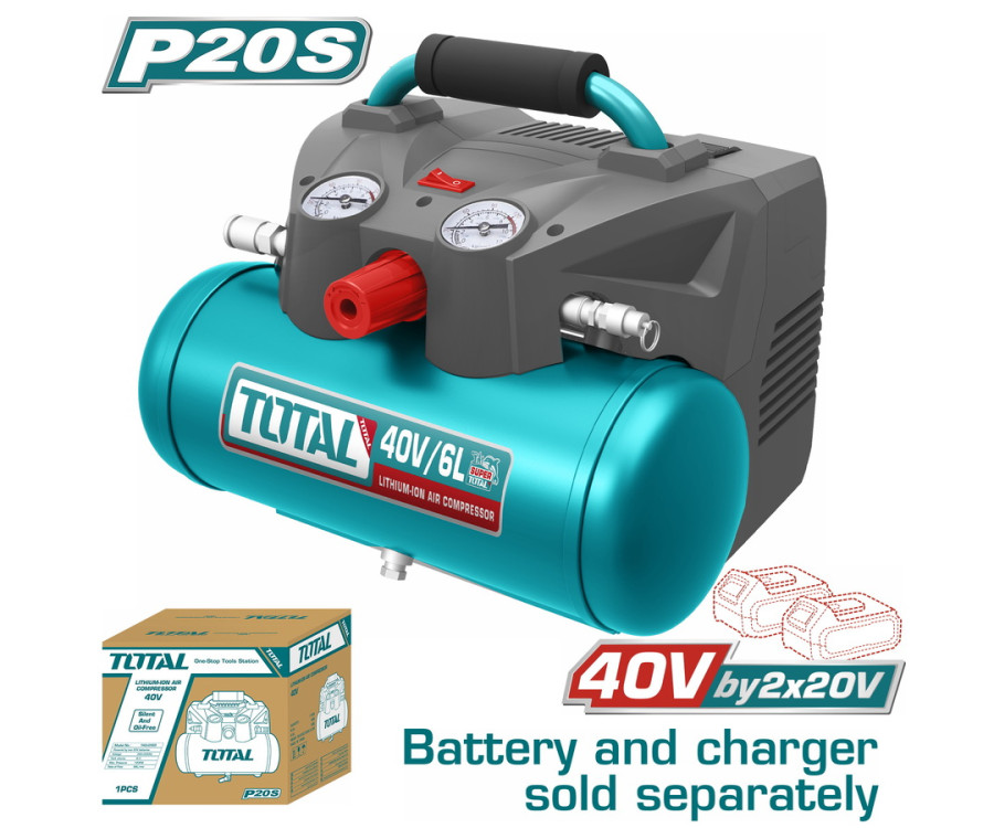 Αεροσυμπιεστής μπαταρίας TOTAL TACLI2003 2x20V 6L 135psi χωρίς μπαταρία & φορτιστή