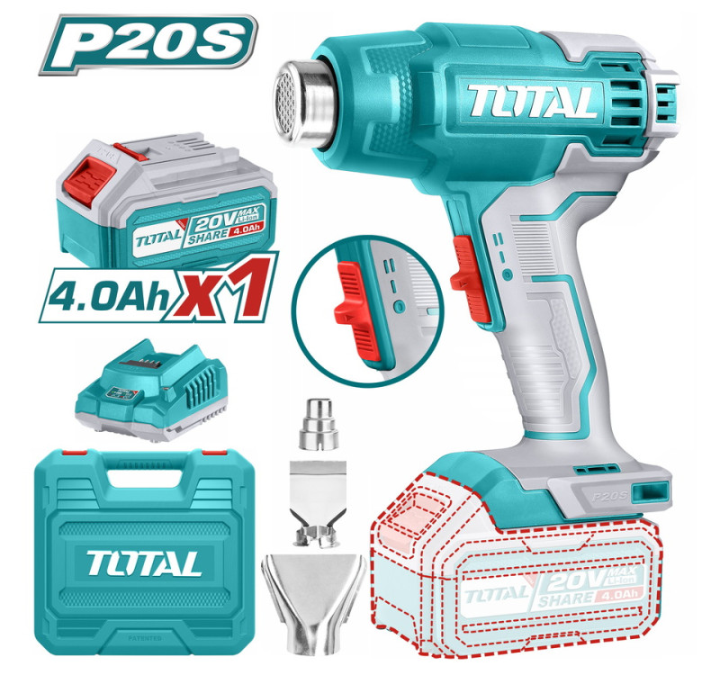 Πιστόλι Θερμού Αέρα Μπαταρίας 20V με 1 Μπαταρία Total TBLi20025