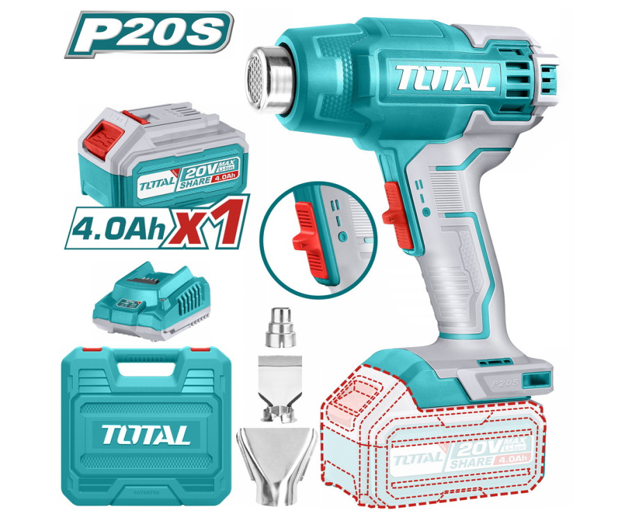 Πιστόλι Θερμού Αέρα Μπαταρίας 20V με 1 Μπαταρία Total TBLi20025