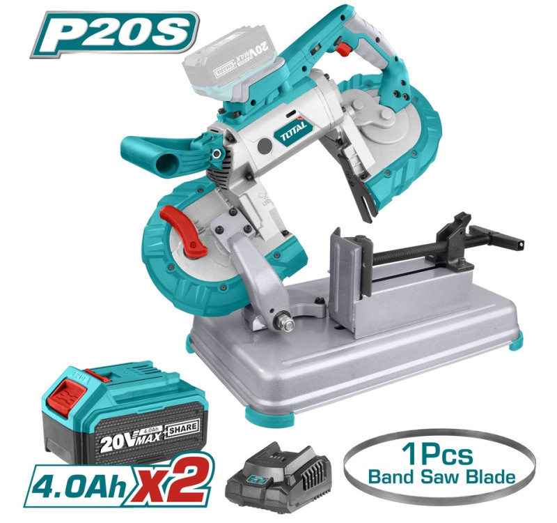 Πριονοκορδέλα Μετάλλου Μπαταρίας 20V Total TBSLI201272 Με 2 Μπαταρίες 4Ah