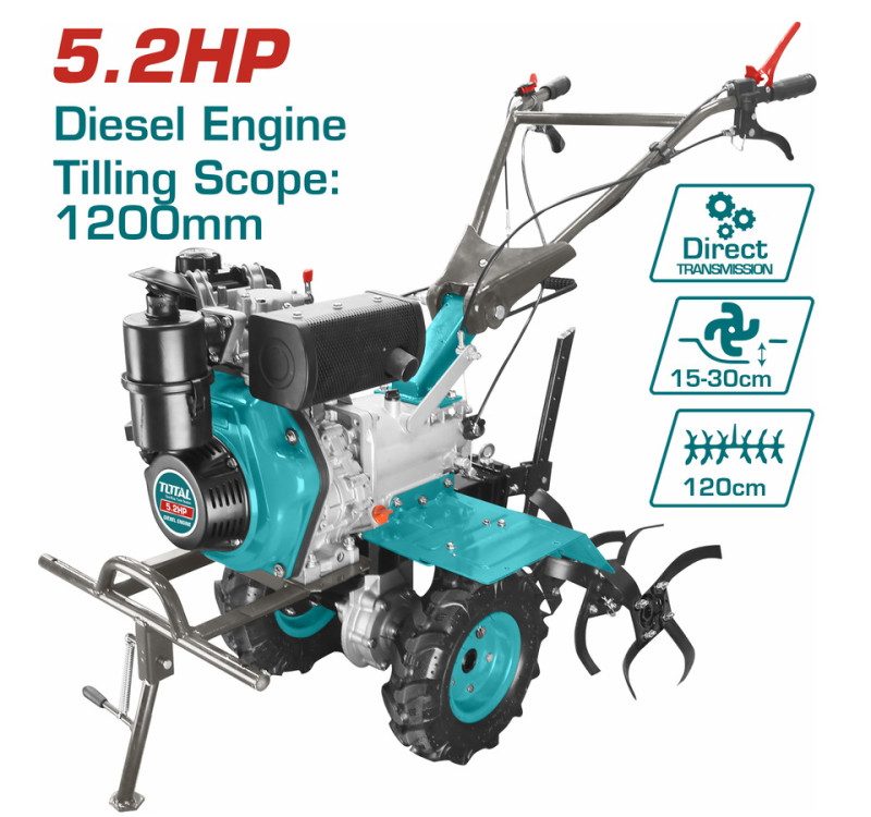 Σκαπτικό Diesel 5.2Hp 247cc Total TDC12001 με Πλάτος 120cm & Μετάδοση Κορώνα-Πηνίο