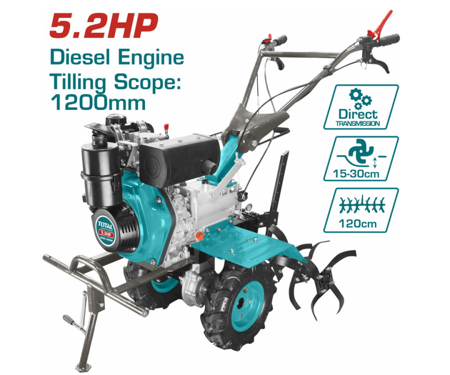 Σκαπτικό Diesel 5.2Hp 247cc Total TDC12001 με Πλάτος 120cm & Μετάδοση Κορώνα-Πηνίο