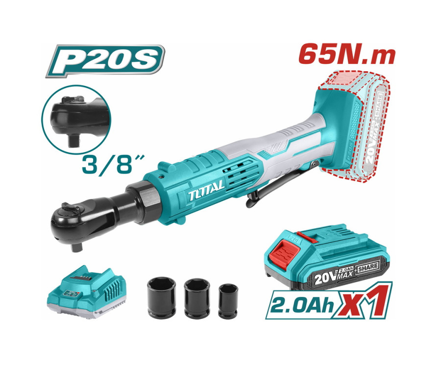 Σετ Επαναφορτιζόμενη Καστάνια 3/8" Μπαταρίας 20V Total TDRLI206015 Με 1 Μπαταρία & Καρυδάκια