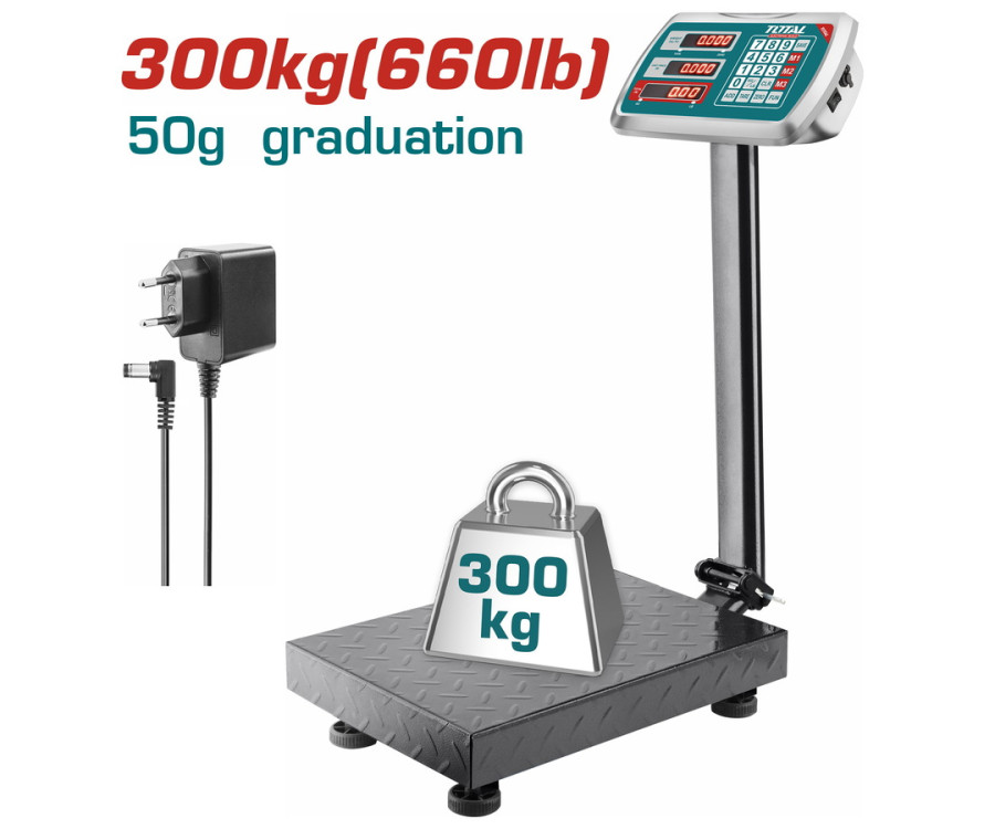 Ηλεκτρονική Ζυγαριά 100Kg Total TESA31001 με LED Οθόνη & Τραπέζι 300x400mm