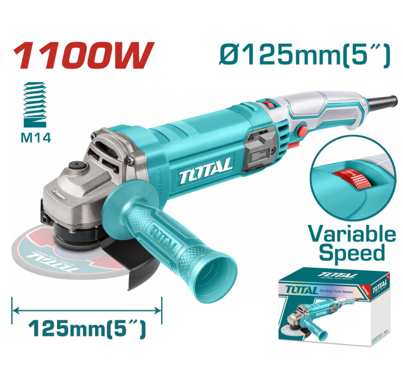 Γωνιακός Λειαντήρας Ηλεκτρονικός 1.100W – 125mm Επαγγελματικός Total TG110125565
