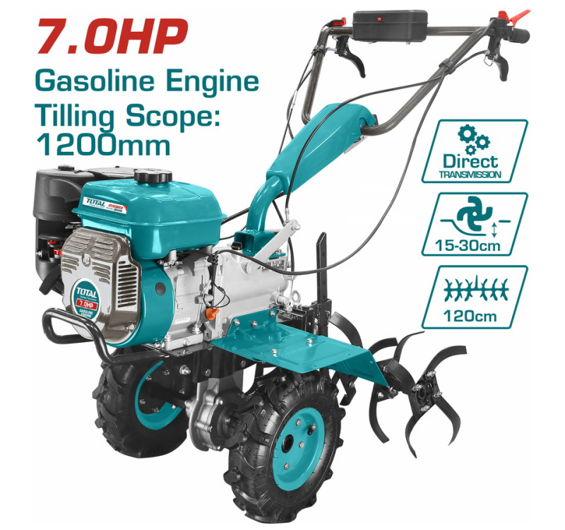 Σκαπτικό Βενζινοκίνητο 7Hp 212cc Total TGC12001 με Πλάτος 80cm & Μετάδοση Κορώνα-Πηνίο