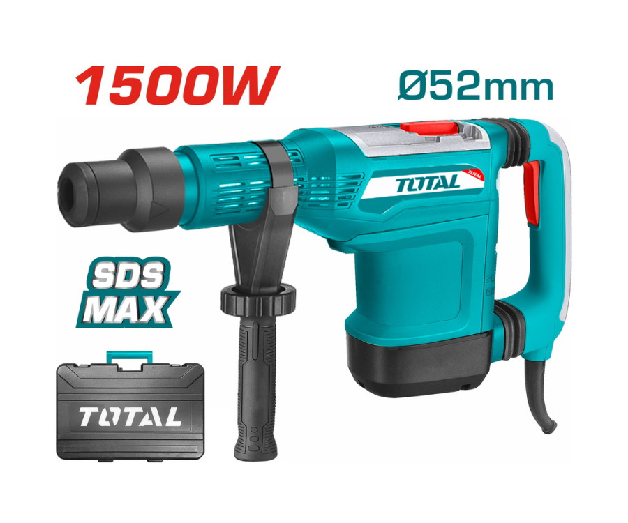 Πιστολέτο SDS-Max 1.500W Total TH115526 Σκαπτικό & Περιστροφικό 15J Για Διάτρηση Μπετόν 52mm