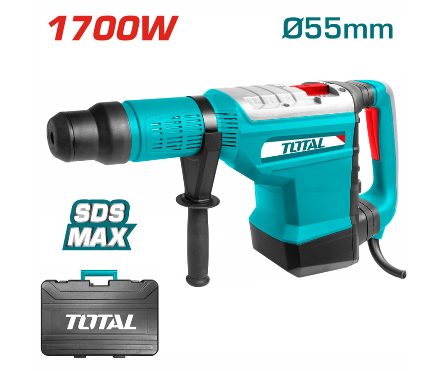 Πιστολέτο SDS-Max 1.700W Total TH117556 Σκαπτικό & Περιστροφικό 19J Για Σκυρόδεμα 55mm