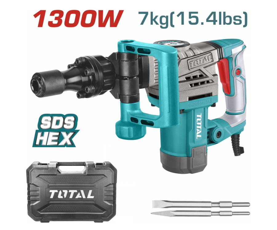 Σκαπτικό Κατεδάφισης Hex 1.300W Total TH2130016 με 20J & Βαλίτσα