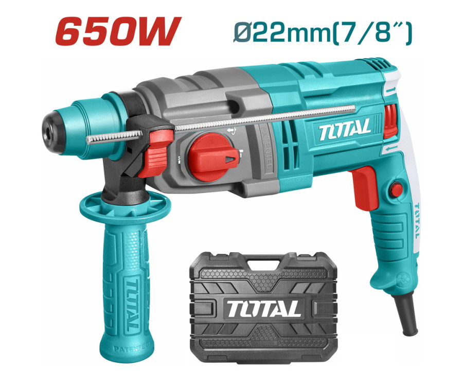 Πιστολέτο SDS-Plus 650W με Ενέργεια Πρόσκρουσης 1.7J & Σετ Τρυπανιών