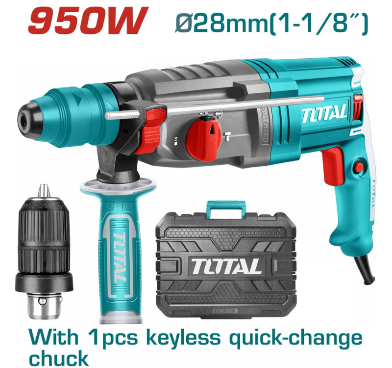 Πιστολέτο SDS-Plus 950W Total TH309288-2 Με Ταχυτσόκ Περιστροφικό & Σκαπτικό 2.5J
