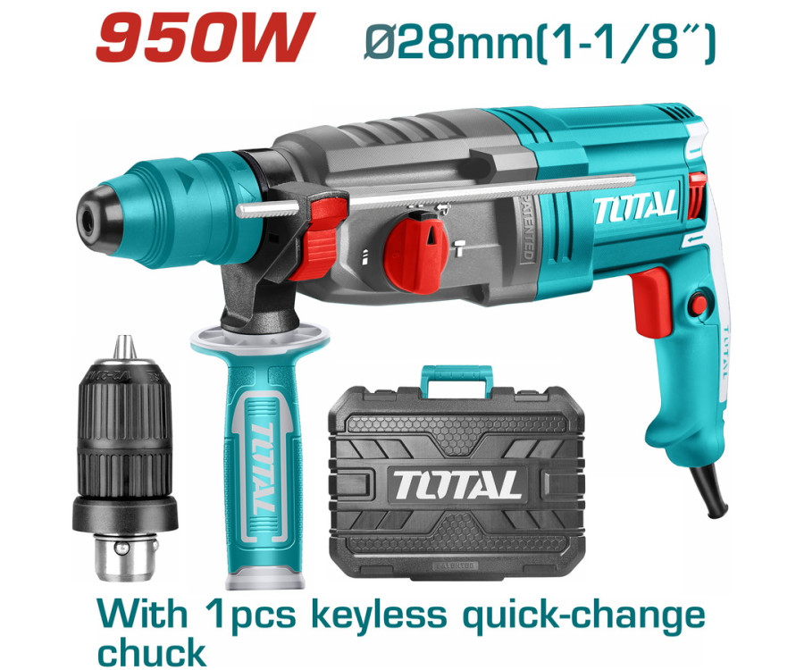 Πιστολέτο SDS-Plus 950W Total TH309288-2 Με Ταχυτσόκ Περιστροφικό & Σκαπτικό 2.5J