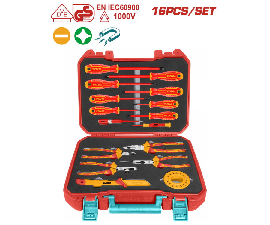 Κασετίνα Εργαλείων Χειρός 1000V VDE 16 Τεμαχίων Total THKITH1601