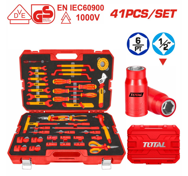 Κασετίνα Εργαλείων Χειρός 1000V VDE 41 Τεμαχίων Total THKITH4101
