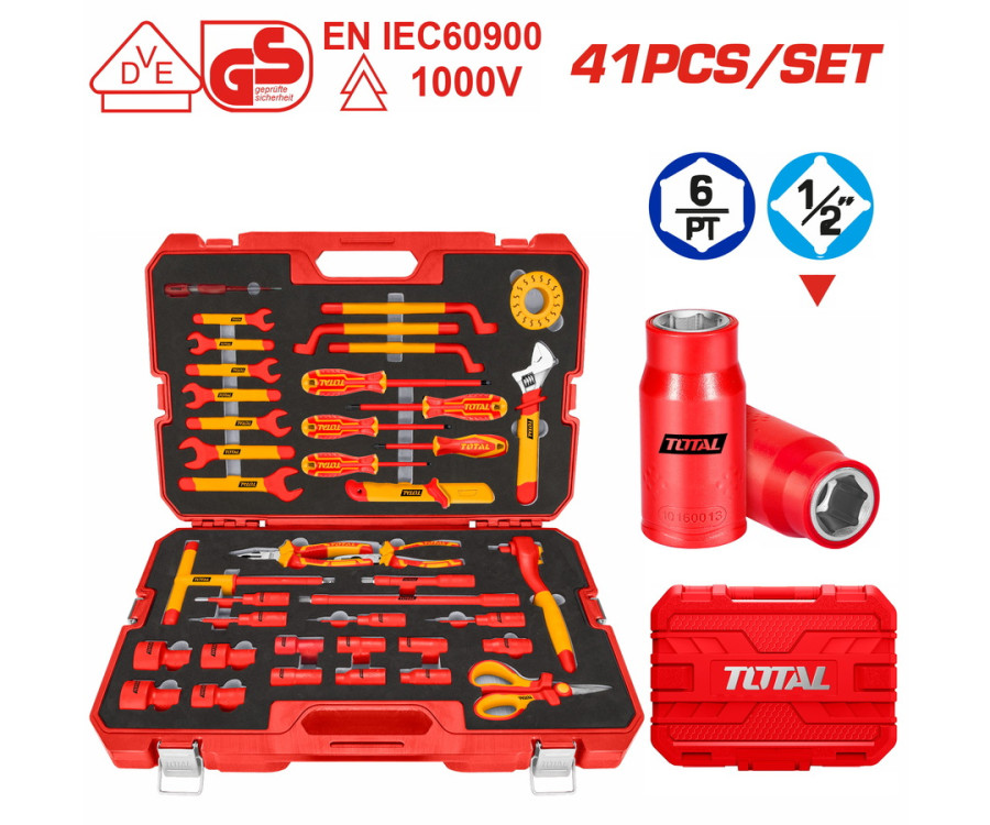 Κασετίνα Εργαλείων Χειρός 1000V VDE 41 Τεμαχίων Total THKITH4101