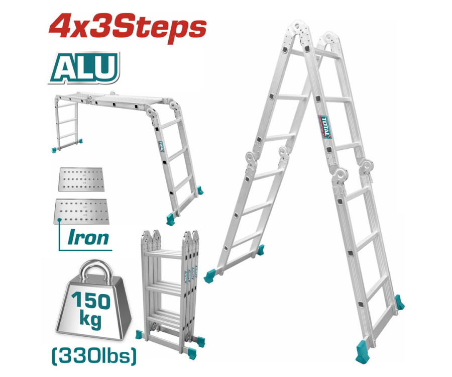 Σκάλα Αλουμινίου Πολυμορφική 4x3 Σκαλοπατιών Total THLAD04431