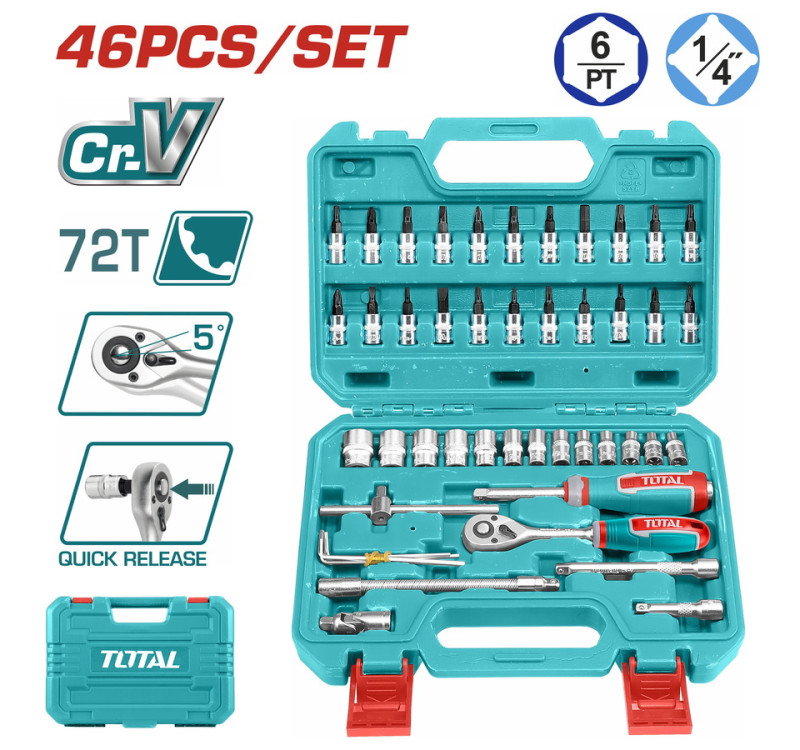 Κασετίνα Καρυδάκια 1/4" 46 Τεμαχίων Επαγγελματική Total THT14146