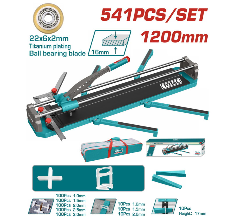 Σετ Κόφτης Πλακιδίων 120cm & 541 Τεμ Εξαρτήματα Total THTC12008