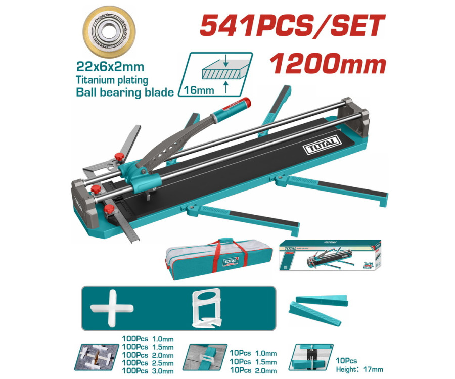 Σετ Κόφτης Πλακιδίων 120cm & 541 Τεμ Εξαρτήματα Total THTC12008