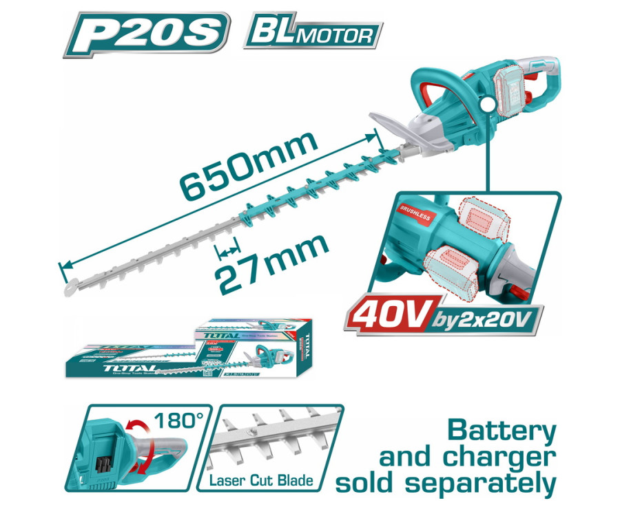 Ψαλίδι Μπορντούρας Μπαταρίας 40V Total THTLI40028 Χωρίς Μπαταρία & Φορτιστή