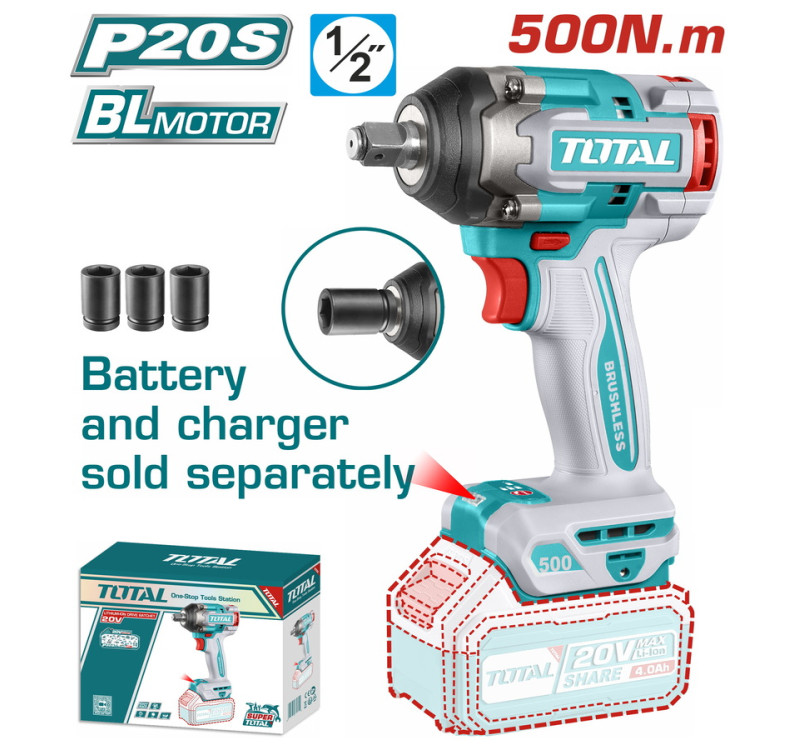 Μπουλονοκλείδο Μπαταρίας 20V 500Nm Χωρίς Μπαταρία & Φορτιστή Total TIWLI20501