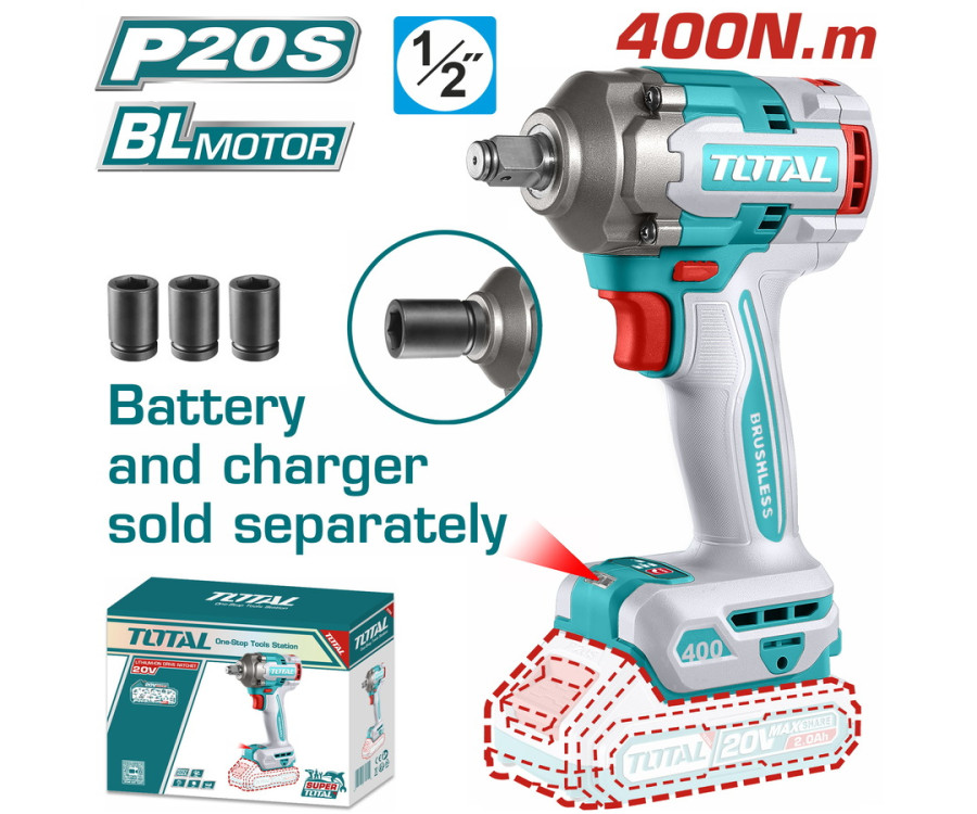 Μπουλονοκλείδο Μπαταρίας 20V 400Nm Χωρίς Μπαταρία & Φορτιστή Total TIWLI20401