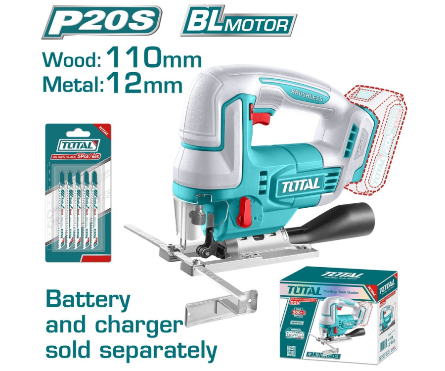 Σέγα Μπαταρίας 20V Total Tjsli1008 Χωρίς Μπαταρία & Φορτιστή