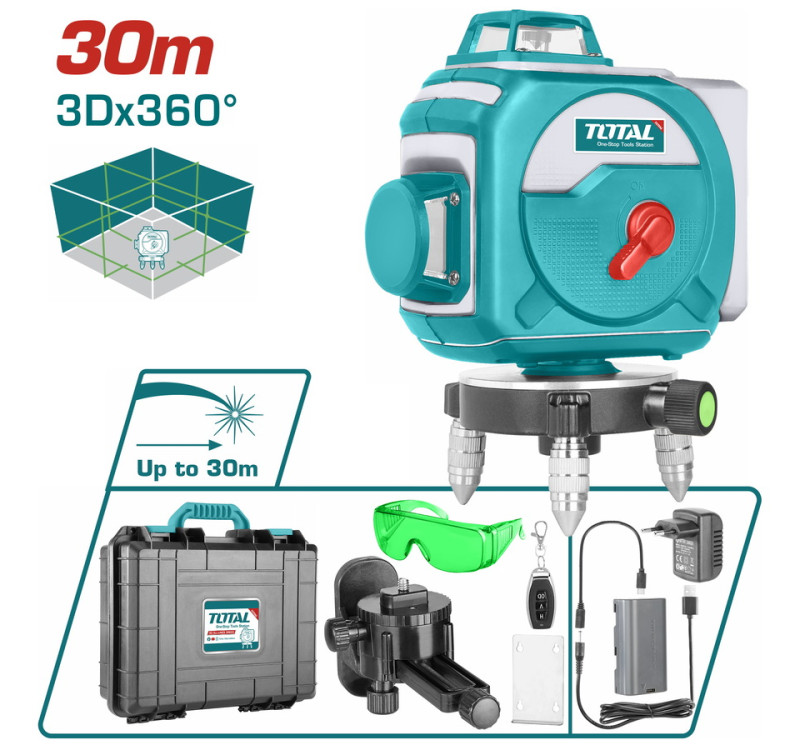 Αλφαδί Laser 3D Αυτο-Οριζοντιούμενο Με Πράσινες Ακτίνες TOTAL TLL255267