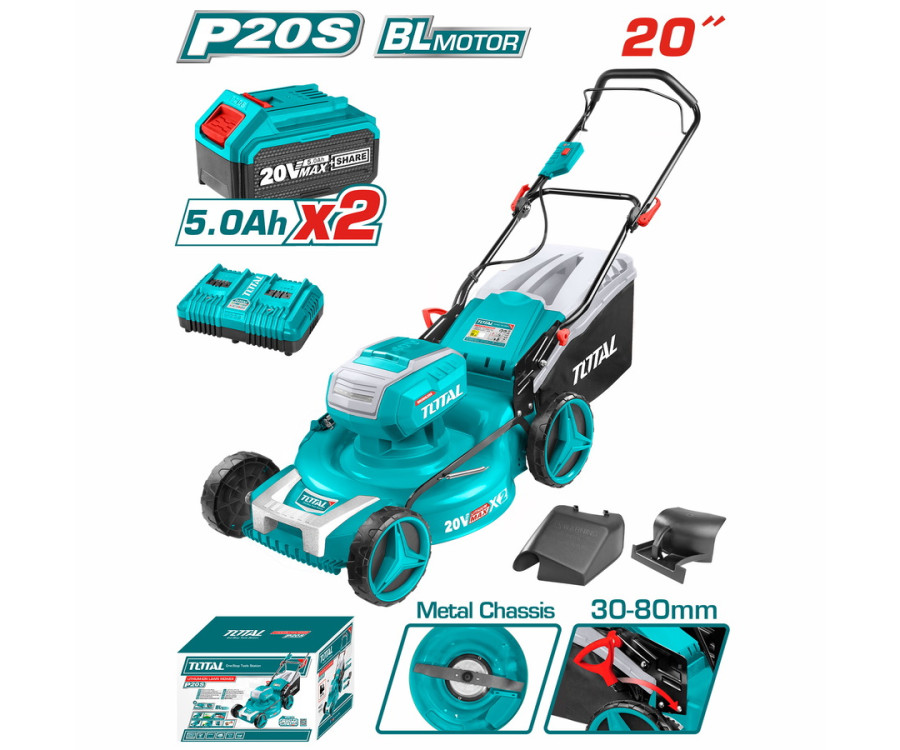 Μηχανή Γκαζόν Μπαταρίας 2x20V (40V) 51cm Με 2 Μπαταρίες 5Ah Total TLMLI20202