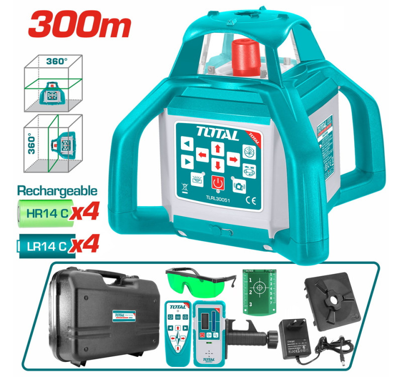 Αλφαδι Laser 3D Αυτο-Οριζοντιούμενο Με Ανιχνευτή Total TLRL30051