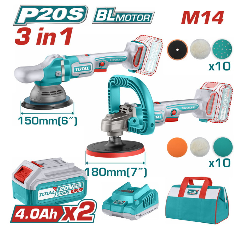 Σετ Γωνιακών Αλοιφαδόρων Μπαταρίας 20V Total (Tosli241191E)