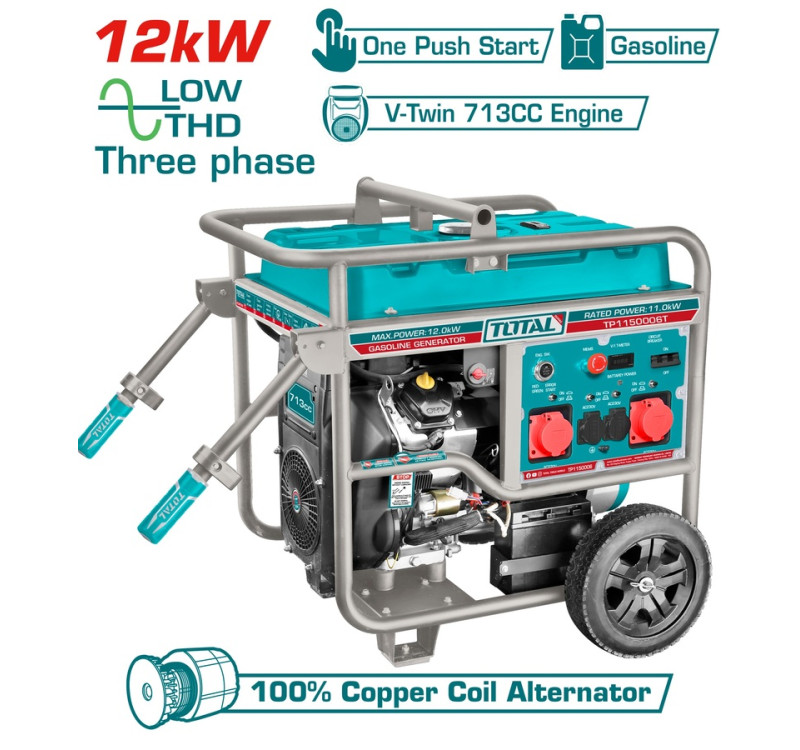 Ηλεκτρογεννήτρια Βενζίνης Τριφασική 12.000W Total TP1150006T Επαγγελματική