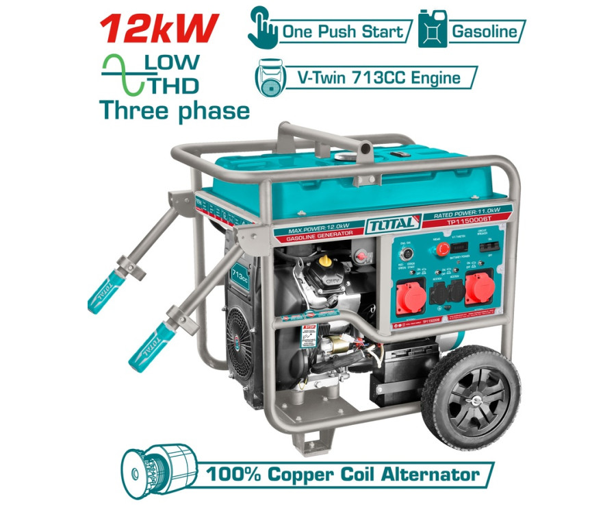 Ηλεκτρογεννήτρια Βενζίνης Τριφασική 12.000W Total TP1150006T Επαγγελματική