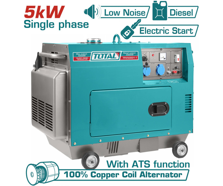 Γεννήτρια Πετρελαίου Μονοφασική Κλειστού Τύπου 5.000W Με ATS Total TP250001-1