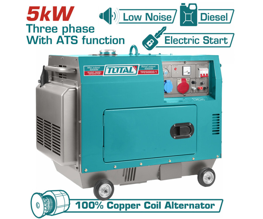 Γεννήτρια Πετρελαίου Τριφασική Κλειστού Τύπου 5.000W Με Αυτόματο Πίνακα Μεταγωγής Total TP250003-1
