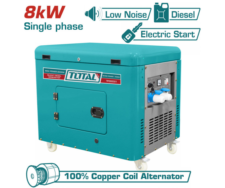 Ηλεκτρογεννήτρια Πετρελαίου Μονοφασική Κλειστού Τύπου 8.000W Total TP280001 με AVR & Μίζα
