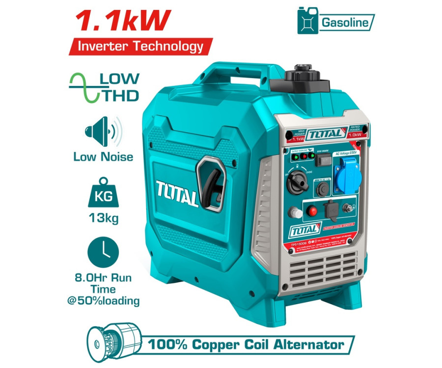 Γεννήτρια Inverter Βενζίνης Επαγγελματική 1.100W Total TP515006