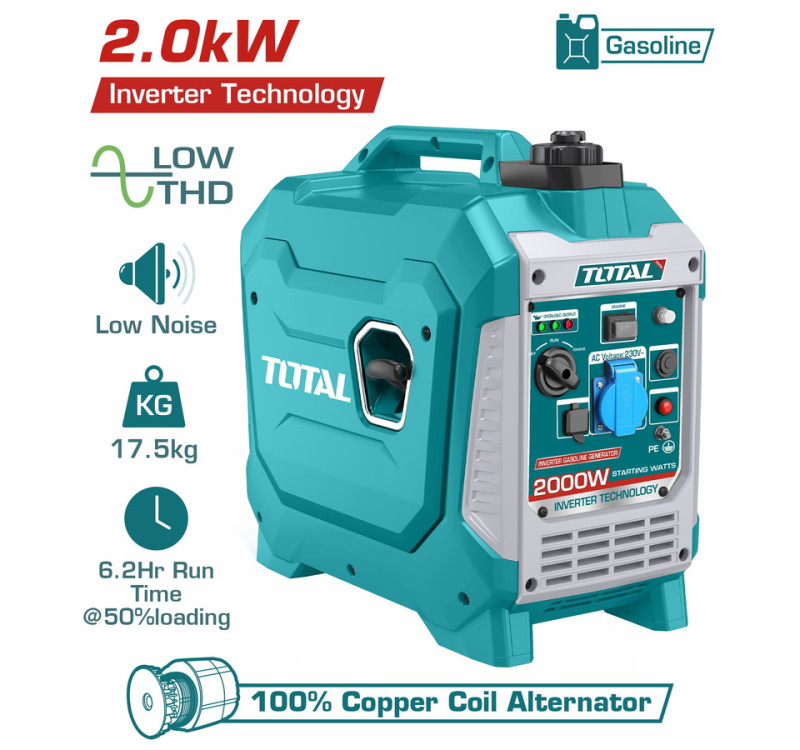 Γεννήτρια Inverter Βενζίνης Επαγγελματική 2.000W Total TP523006