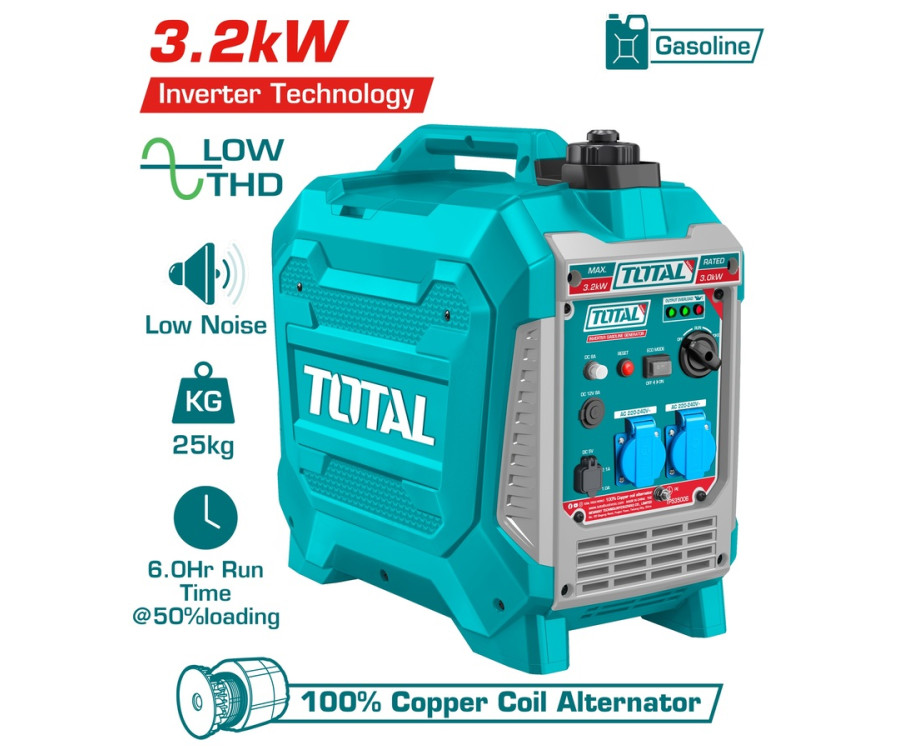 Γεννήτρια Inverter Βενζίνης Επαγγελματική 3.200W Total TP535006