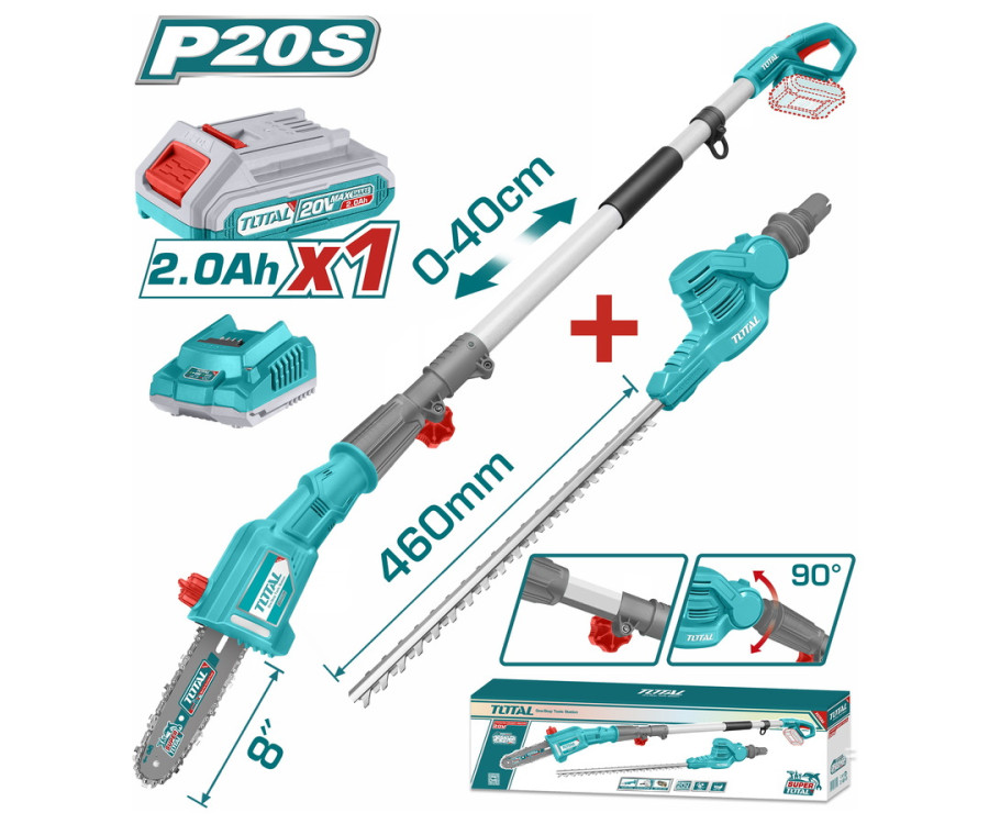 Τηλεσκοπικό Κονταροπρίονο + Ψαλίδι Μπορντούρας Μπαταρίας 20V / 2Ah Total TPTS201681