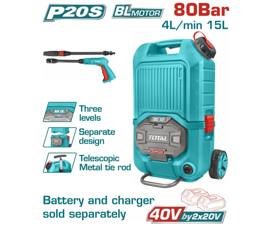 Πλυστικό Υψηλής Πίεσης Μπαταρίας 40V Brushless Total TPWLI4006 Χωρίς Μπαταρία & Φορτιστή