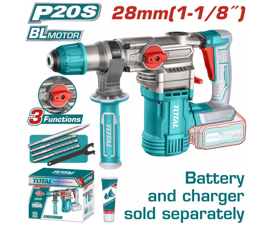 Πνευματικό Πιστολέτο Μπαταρίας 20V Brushless SDS Plus Total TRHLI20288 Χωρίς Μπαταρία & Φορτιστή