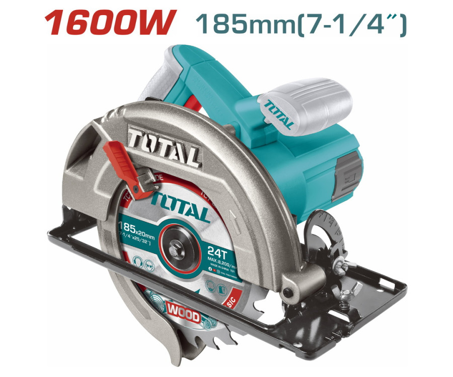 Δισκοπρίονο Ξύλου 1.600W – 185mm Επαγγελματικό Total TS1161856