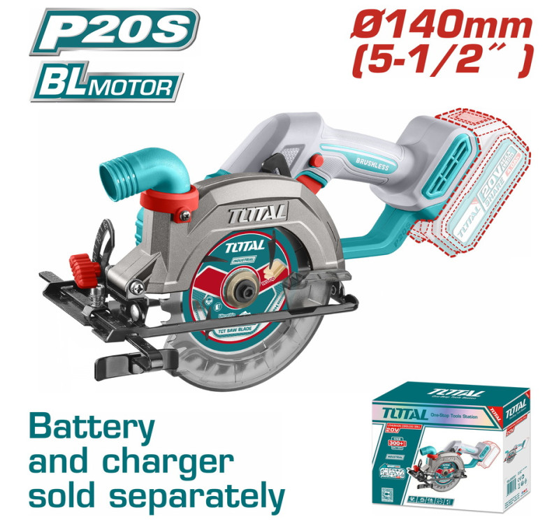 Δισκοπρίονο Μπαταρίας Brushless 20V – 140mm Επαγγελματικό Total TSLI1402 (Χωρίς Μπαταρία & Φορτιστή)