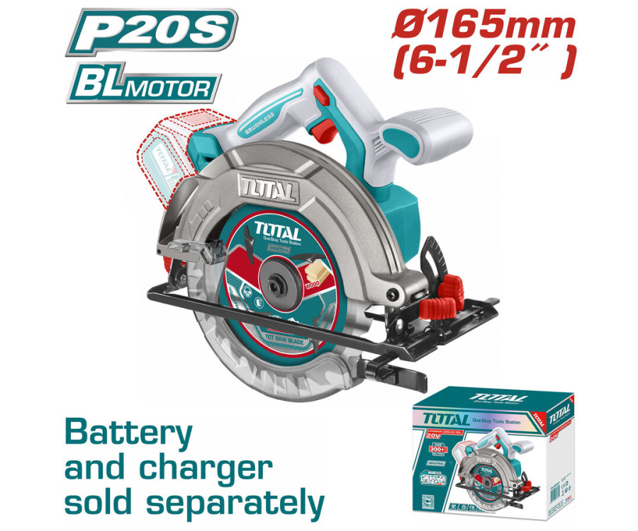Δισκοπρίονο Μπαταρίας Brushless 20V – 165mm Επαγγελματικό Total TSLI1652 (Χωρίς Μπαταρία & Φορτιστή)