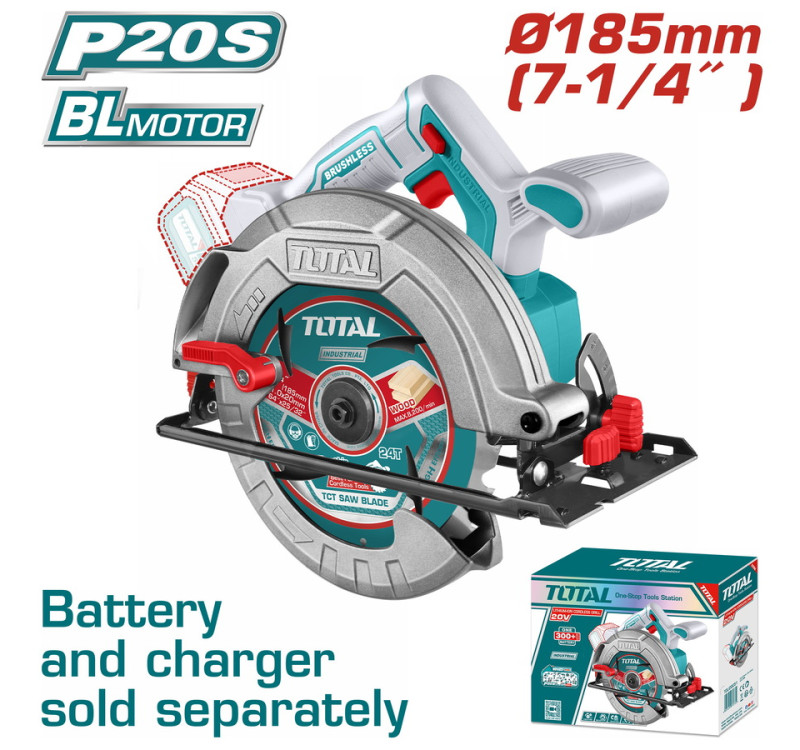 Δισκοπρίονο Μπαταρίας Brushless 20V – 185mm Επαγγελματικό Total TSLI1851 (Χωρίς Μπαταρία & Φορτιστή)
