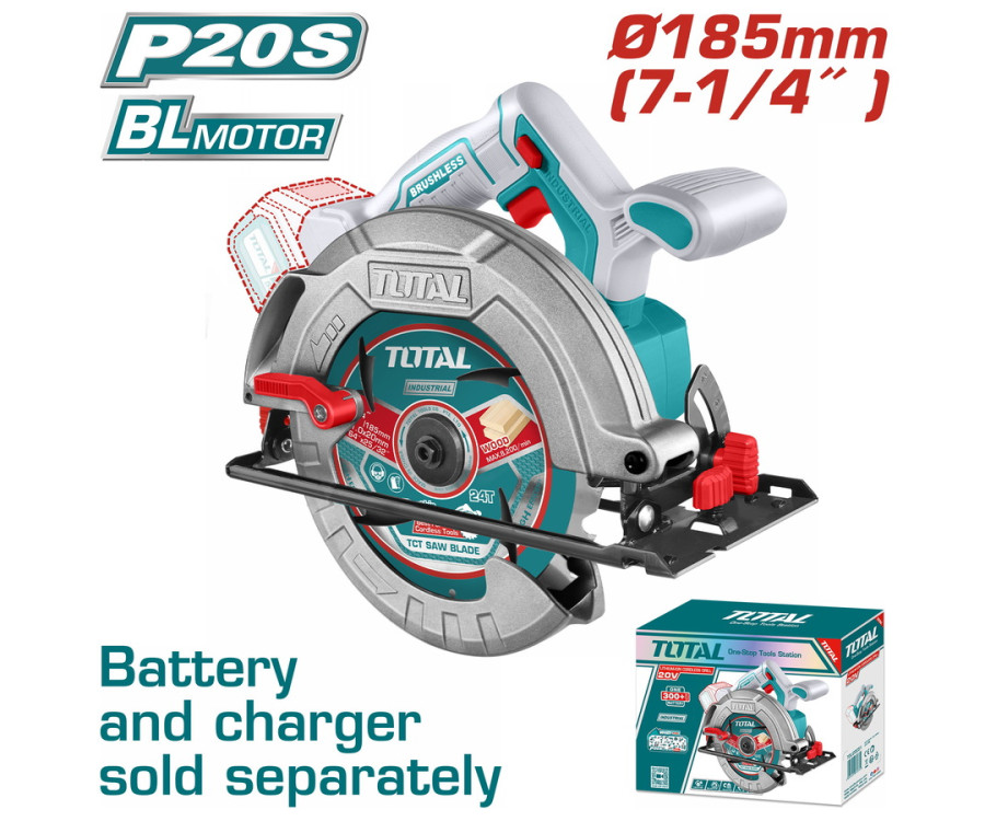 Δισκοπρίονο Μπαταρίας Brushless 20V – 185mm Επαγγελματικό Total TSLI1851 (Χωρίς Μπαταρία & Φορτιστή)