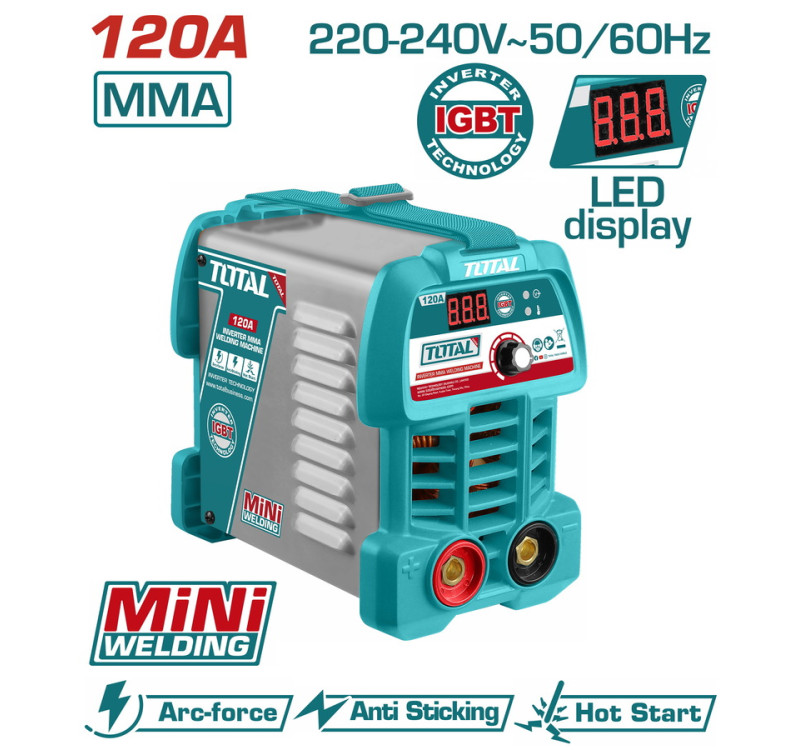 Ηλεκτροκόλληση Inverter 120A Total TW212049E με LED Οθόνη & Αξεσουάρ