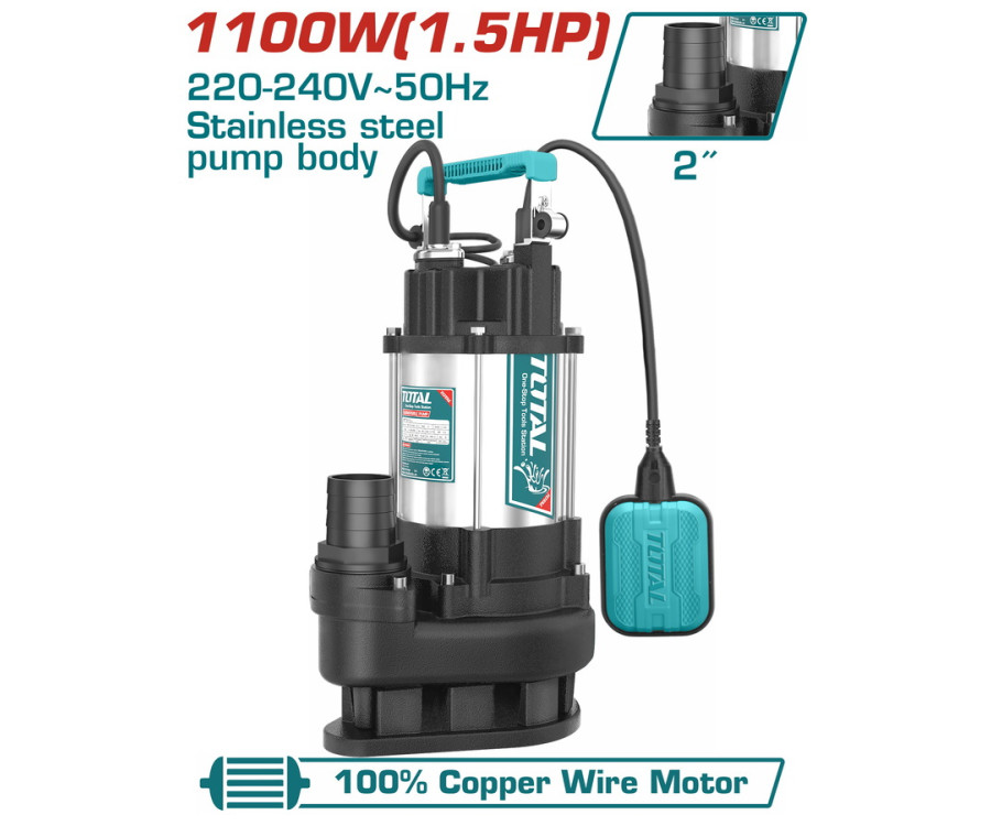 Υποβρύχια Αντλία Λυμάτων INOX 1100W Total TWP7110016