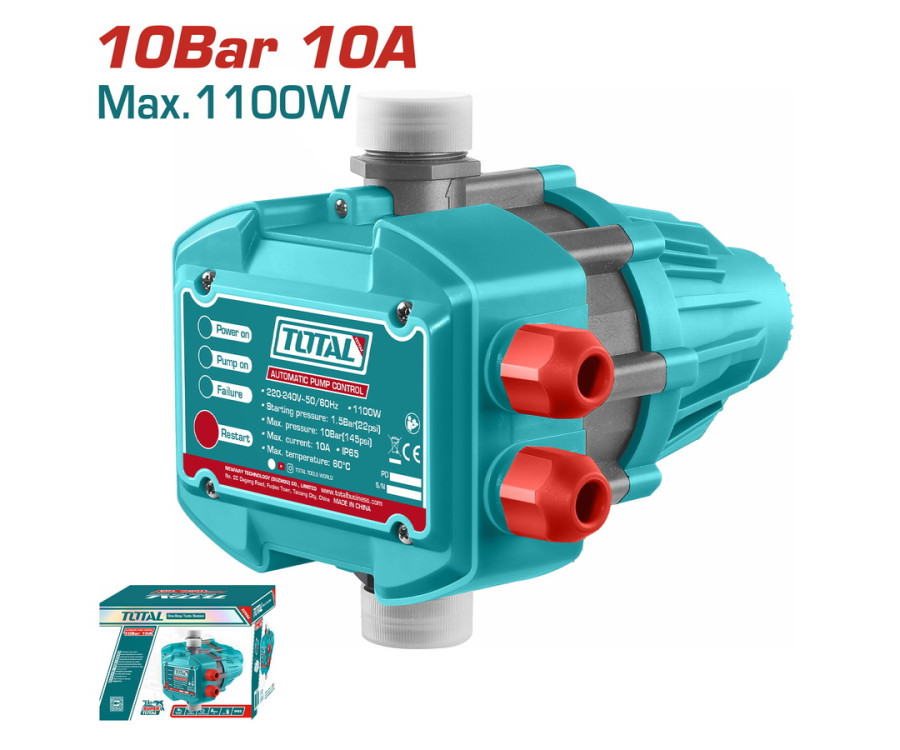 Ηλεκτρονικός Ελεγκτής Πίεσης Νερού Total TWPS101 1.100W με Εκκίνηση 1.5bar & Προστασία IP65